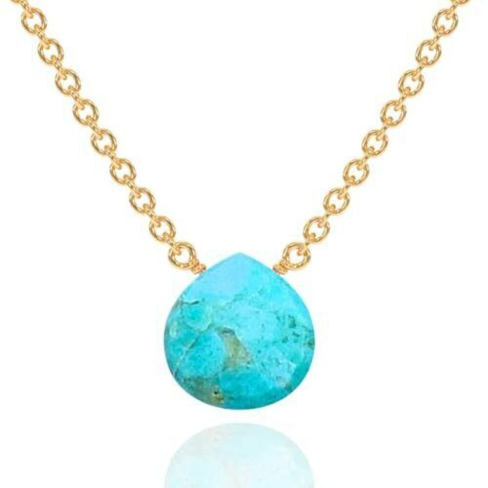 4573 Turquoise Necklace , Premium Gold Heart Necklaces - Tarnish Free 18K